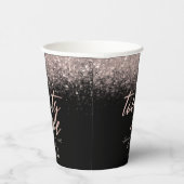 Girly 21st Birthday Black en Roos Gold Glitter Papieren Bekers (Rechts)
