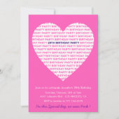 Girly 29e verjaardag uitnodiging Girl Heart Pink (Voorkant)