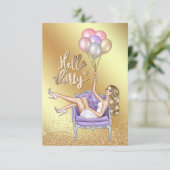 Girly 30th Birthday Party Invitation Kaart (Staand voorkant)
