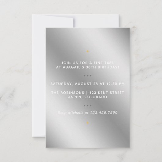 Girly 30th Birthday Party Invitation Kaart (Achterkant)