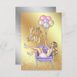 Girly 30th Birthday Party Invitation Kaart
