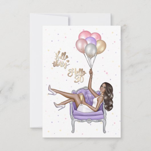 Girly 30th Birthday Party Invitation Kaart (Voorkant)