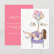 Girly 30th Birthday Party Invitation