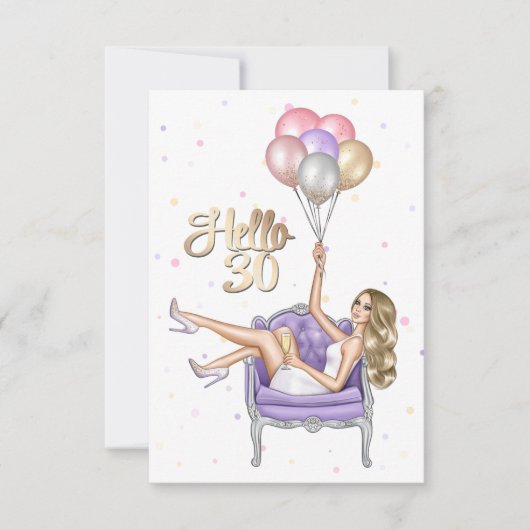 Girly 30th Birthday Party Invitation Kaart (Voorkant)