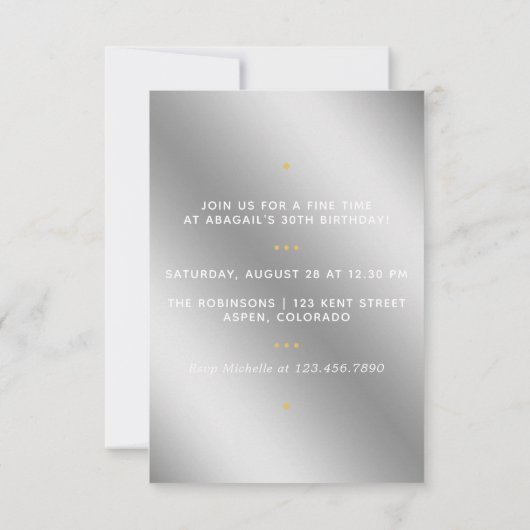 Girly 30th Birthday Party Invitation Kaart (Achterkant)