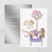 Girly 30th Birthday Party Invitation Kaart (Voorkant / Achterkant)
