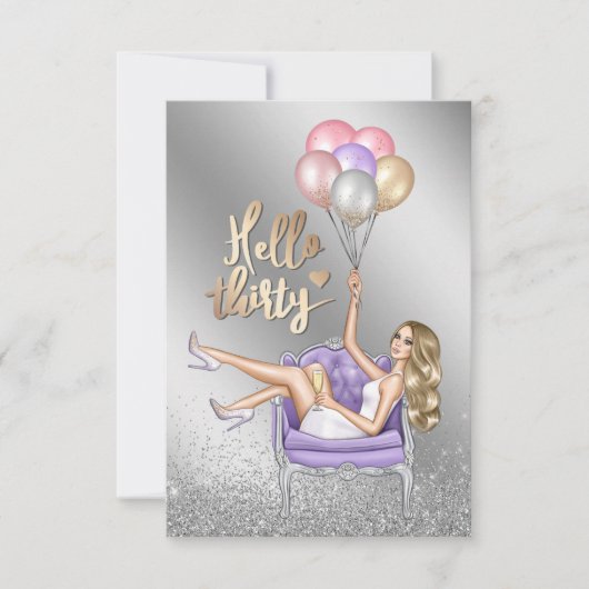 Girly 30th Birthday Party Invitation Kaart (Voorkant)