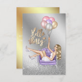 Girly 30th Birthday Party Invitation Kaart (Voorkant / Achterkant)