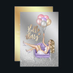 Girly 30th Birthday Party Invitation Kaart<br><div class="desc">Trendy hallo dertig verjaardagsfeestjes uitnodigen met een faux glitter goud en een zilver aspect dat aanpasbaar is aan uw specificaties van het evenement.</div>