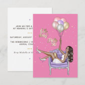 Girly 30th Birthday Party Invitation Kaart (Voorkant / Achterkant)