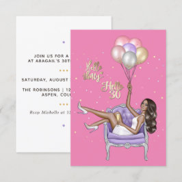 Girly 30th Birthday Party Invitation Kaart