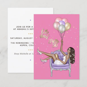 Girly 30th Birthday Party Invitation Kaart