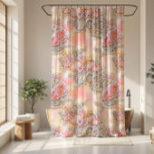 Girly 3-D bedazzled zilver en roze rozen patroon Douchegordijn