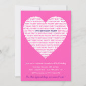 Girly 47e verjaardag uitnodiging Girl Heart Pink (Voorkant)