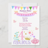 Girly 4 en Fabulous Birthday Party Kaart (Voorkant)