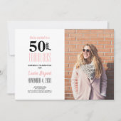 Girly 50 en Fabulous 50th Birthday Party Kaart (Voorkant)