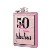 Girly 50 & Fabulous Birthday Pink Glitter Heupfles (Links)