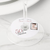 Girly 50 & Fabulous Roos Gouden Verjaardag Fotofee Wijnglaslabel (Dichtbij)