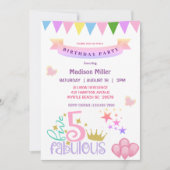 Girly 5 en Fabulous Birthday Party Kaart (Voorkant)