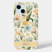 Girly Aangepaste Naam Lente Boeket | Pastelbloemen Case-Mate iPhone Case (Achterkant)