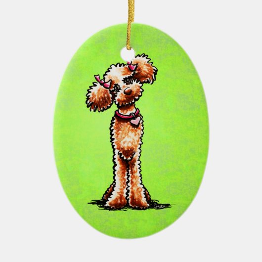 Girly Abriot Poodle Off-Leash Art™ Keramisch Ornament (Voorkant)