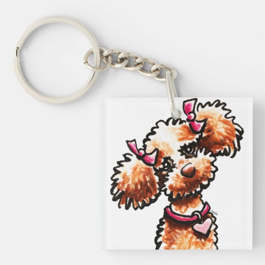 Girly Abriot Poodle Off-Leash Art™ Sleutelhanger (voorkant)