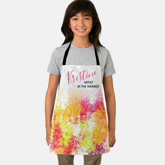 Girly Abstract Art Paint Naam Kinder Schort (Insitu)