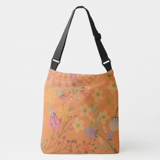 Girly Abstract Gold Leaf Colorful Flower Crossbody Tas (Voorkant)