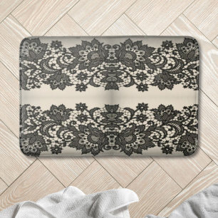 girly abstract  paris zwart kanten patroon badmat
