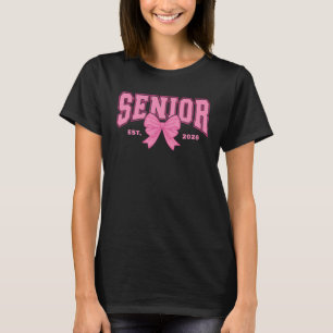 Girly Afstudeer Coquette Senior 2026 Roze Strik T-shirt