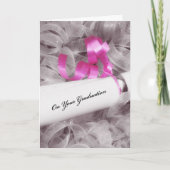 Girly Afstuderen gefeliciteerd met roze lint Kaart (Voorkant)