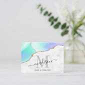 Girly Agate Gold Glitter Marble Monogram Makeup Visitekaartje (Staand voorkant)