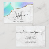 Girly Agate Gold Glitter Marble Monogram Makeup Visitekaartje (Voorkant / Achterkant)