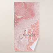Girly Agate Pink Glitter Blush Monogram Badhanddoek (Badhanddoek)