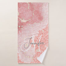 Girly Agate Pink Glitter Blush Monogram
