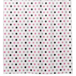 Girly and Cute Pink and White Polka Dots Douchegordijn