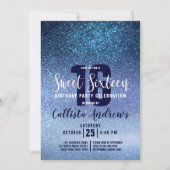 Girly Aqua Baby Blauw Triple Glitter Ombre Sweet 1 Kaart (Voorkant)