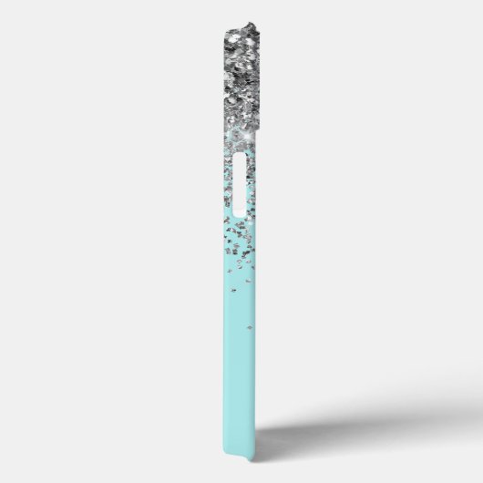Girly Aqua Blau Zilver Glitter Monogram Case-Mate iPhone Case (Achterkant / Rechts)