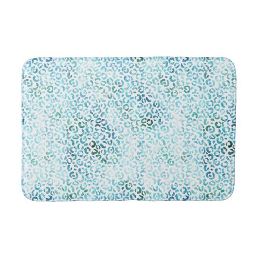 Girly Aqua Blauw Glam Luipaard Print Badmat (Voorkant)