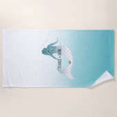 Girly Aqua Blauwgroen Glitter Sparkle Zeemeermin Strandlaken (Voorkant)