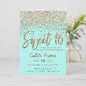 Girly Aqua Blauwgroen Gold Scattered Glitter Sweet Kaart (Staand voorkant)
