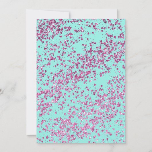 Girly Aqua Blauwgroen Helderroze Glitter Dust Swee Kaart (Achterkant)