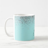Girly Aqua Blue Blauwgroen Glitter Sparkle Koffiemok (Links)