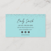 Girly Aqua Blue Blauwgroen Glitter Visitekaartje (Achterkant)