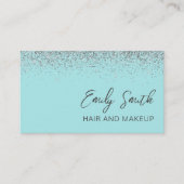 Girly Aqua Blue Blauwgroen Glitter Visitekaartje (Voorkant)