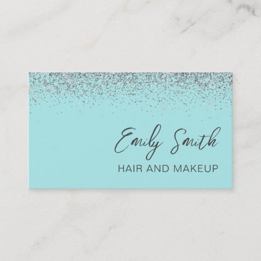 Girly Aqua Blue Blauwgroen Glitter Visitekaartje (Voorkant)