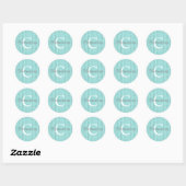 Girly Aqua Blue Blauwgroen Gold Glitter Stripes Mo Ronde Sticker (Vel)