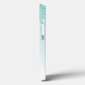 Girly Aqua Blue Glitter Ombre Monogram Case-Mate iPhone Case (Achterkant / Links)