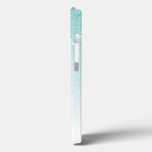 Girly Aqua Blue Glitter Ombre Monogram Case-Mate iPhone Case (Achterkant / Links)