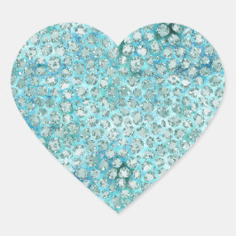 Girly Aqua Blue Glitzy Glitter Leopard Print Hart Sticker